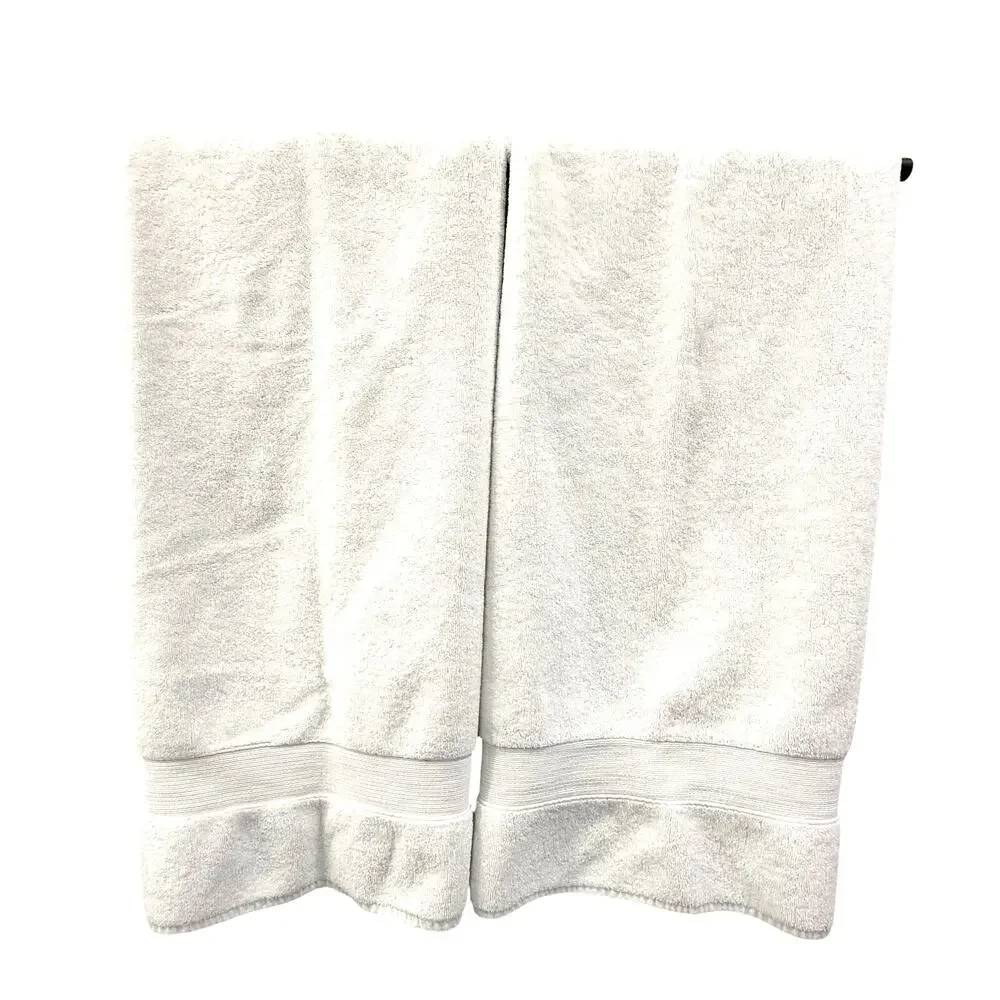 Pottery Barn PB Classic White Bath Towels Set of 2 Cotton Dobby Spa 26 x 52